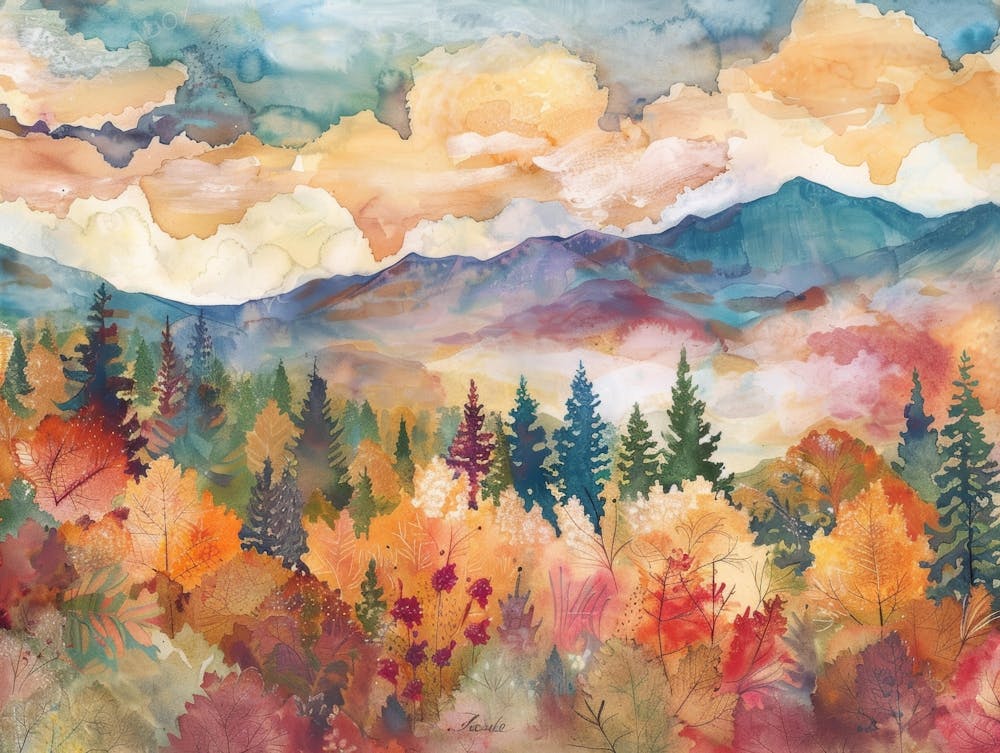 Watercolor Of The Smoky Mountains