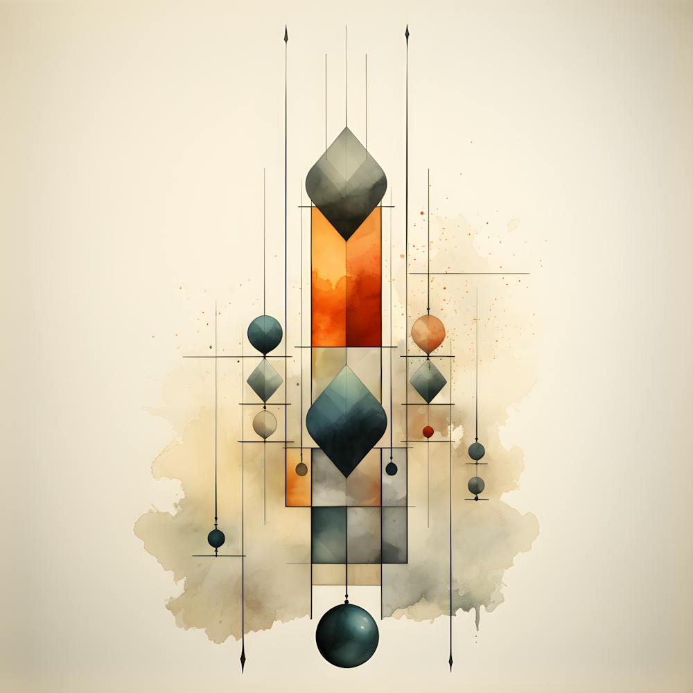 Geometric Sacred Geometry – Abstract Watercolor Mandala Inspired Wall Decor, Minimal Spiritual Design In Earth Tones