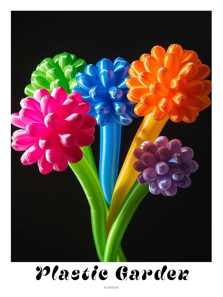 Bright Inflatable Flowers Poster Scabiosa 1