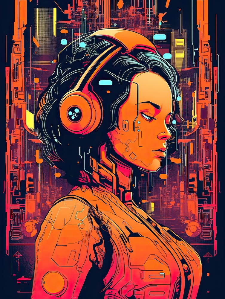 Futuristic Girl With Headphones