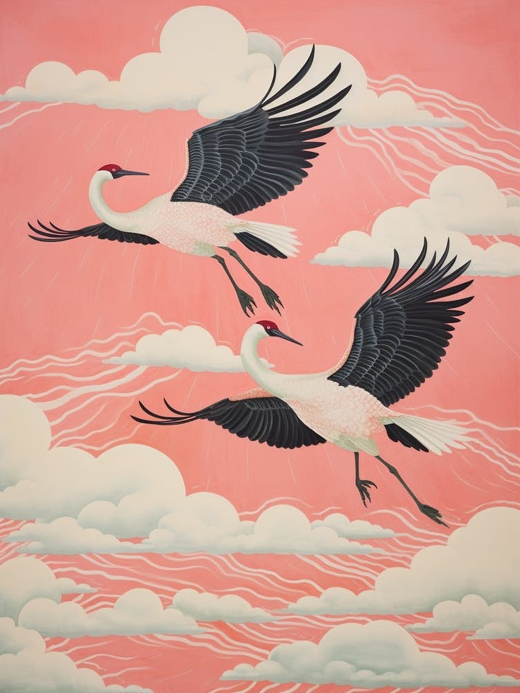 Vintage Japanese Inspired Bird Print Emu 3