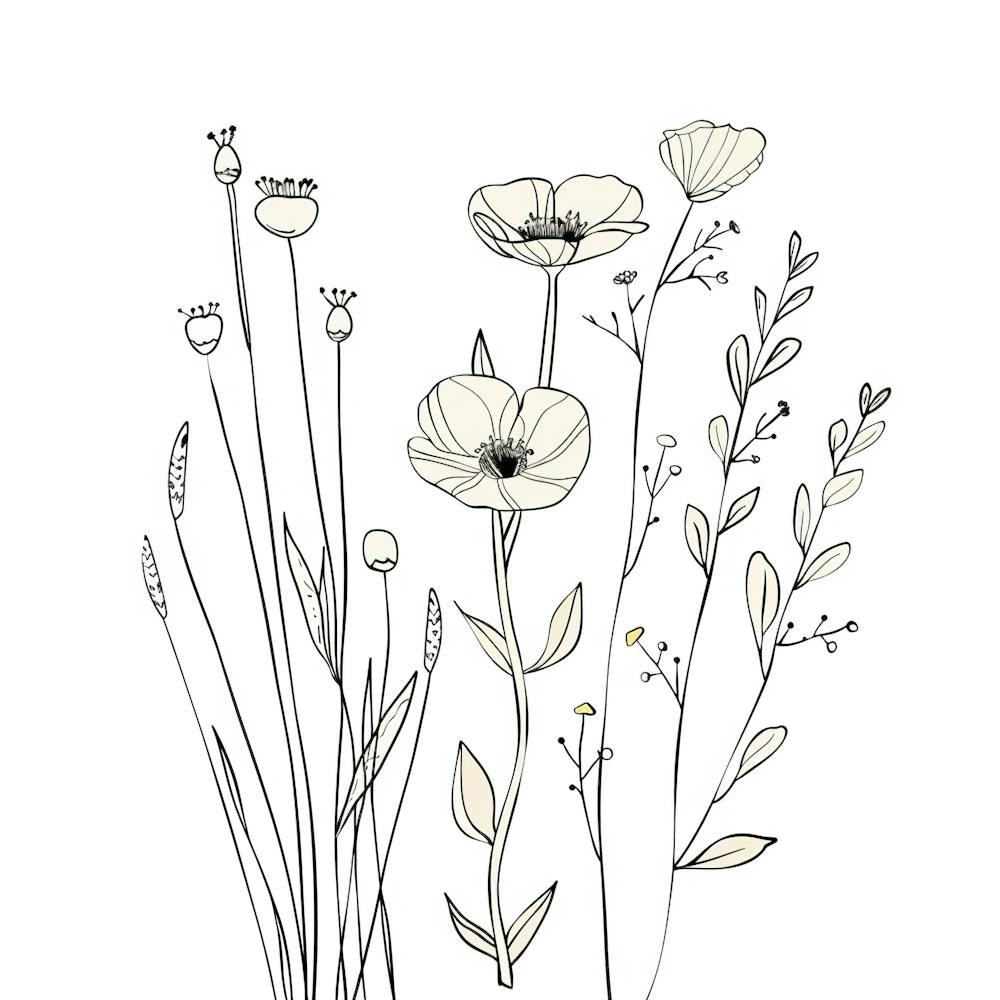 Hand Drawn Wildflowers Line Art 5
