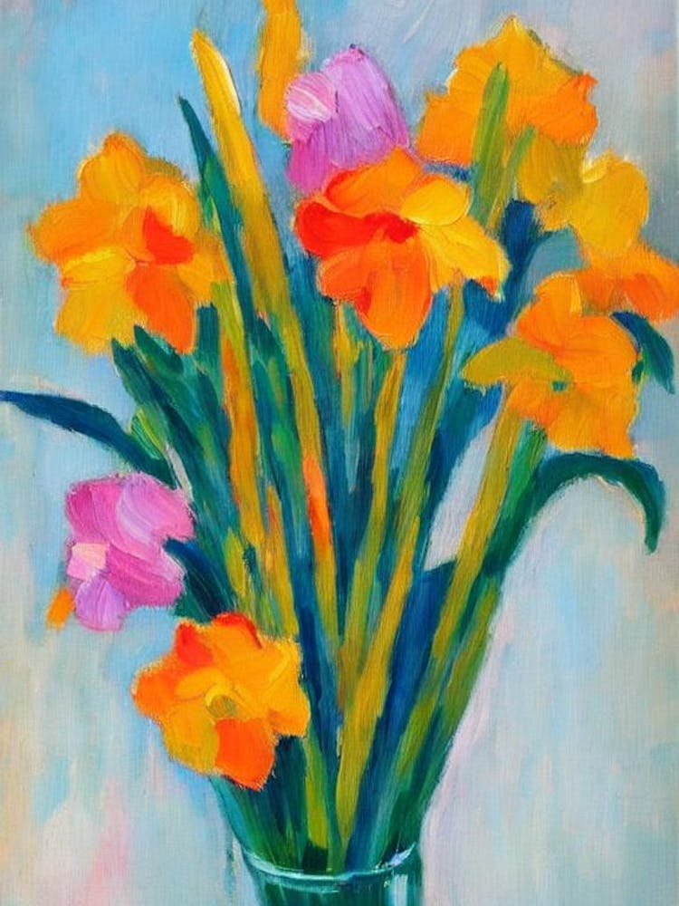 Daffodil Floral Abstract Block Colour 2 Flower