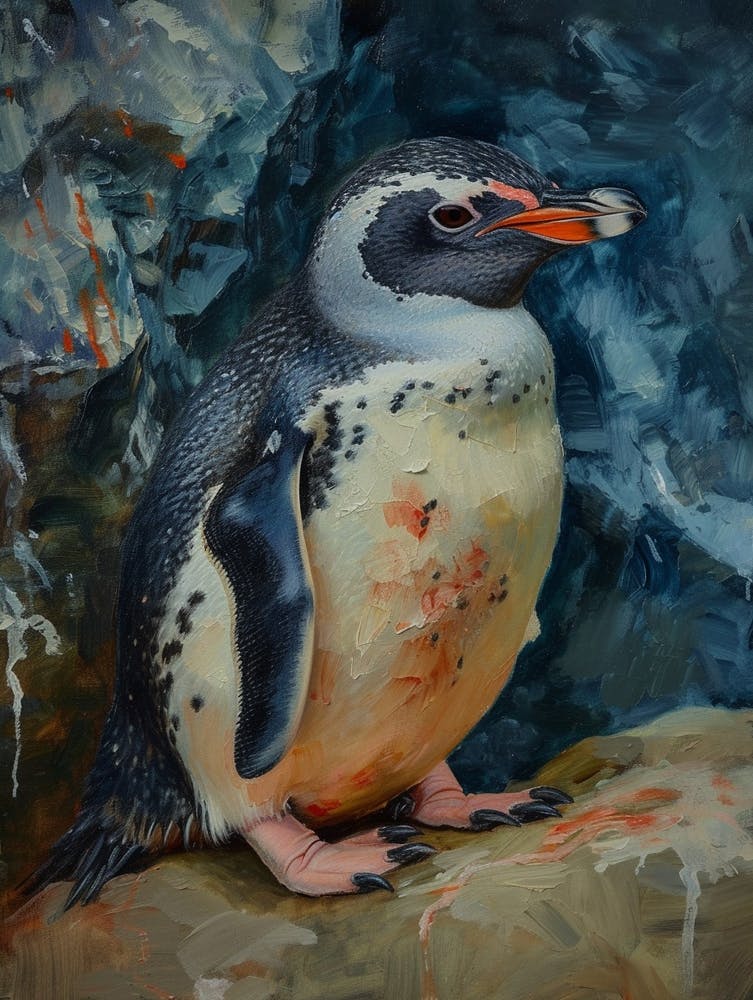 Adlie Penguin Bleaker Island Oil Painting 3