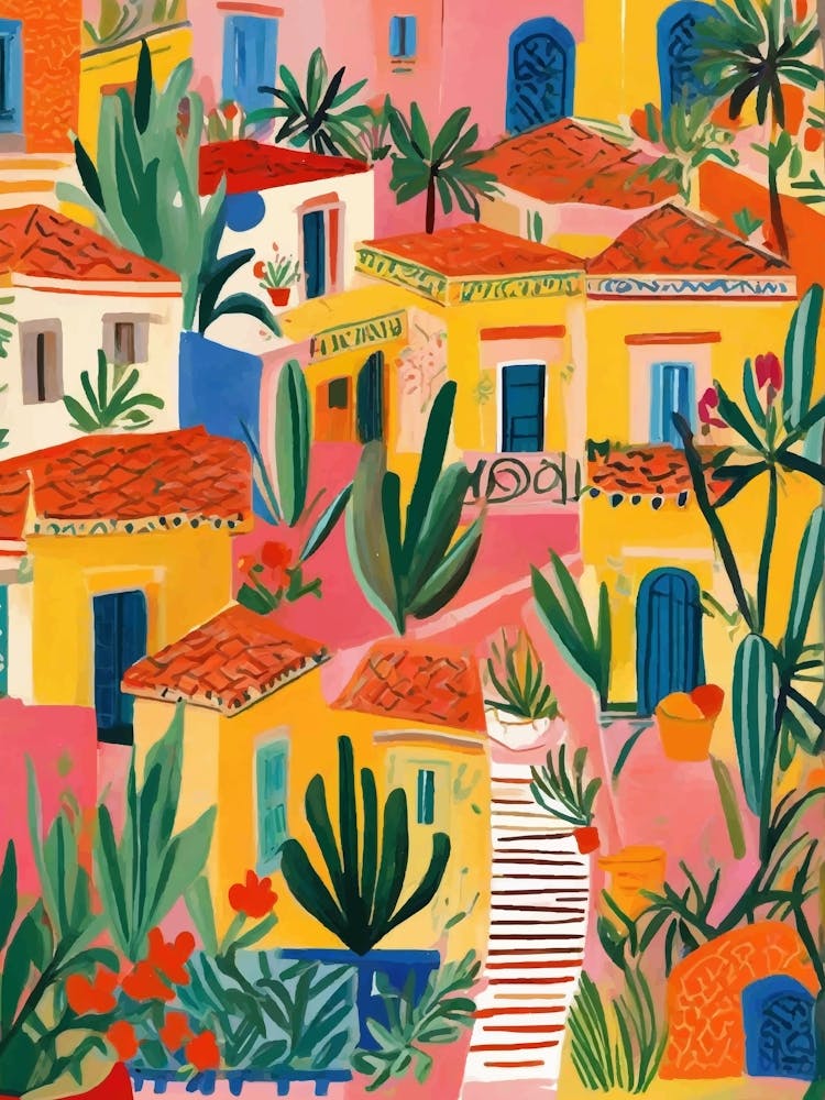 California Town, colorful illustration