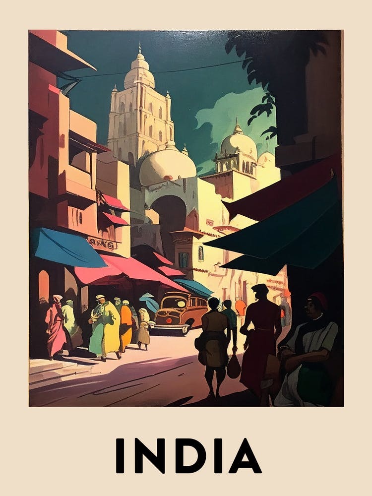 India 2 Vintage Travel Poster