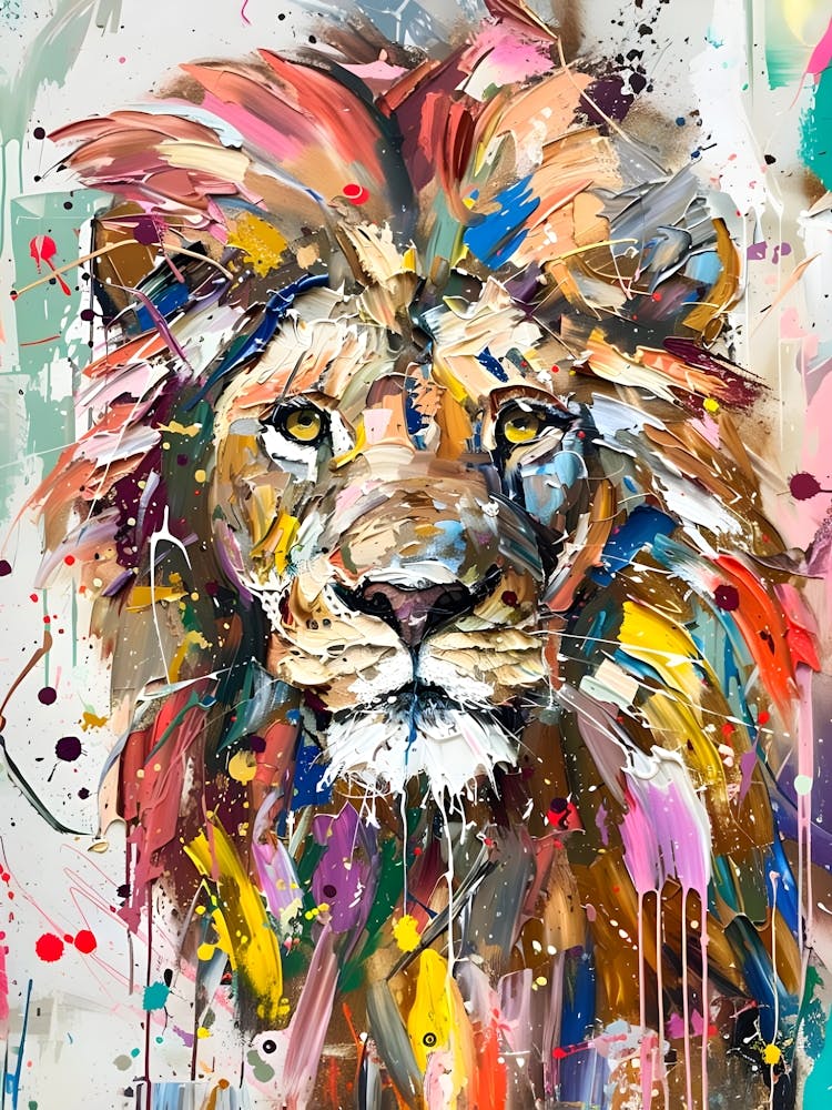 Abstract Lion Colourful