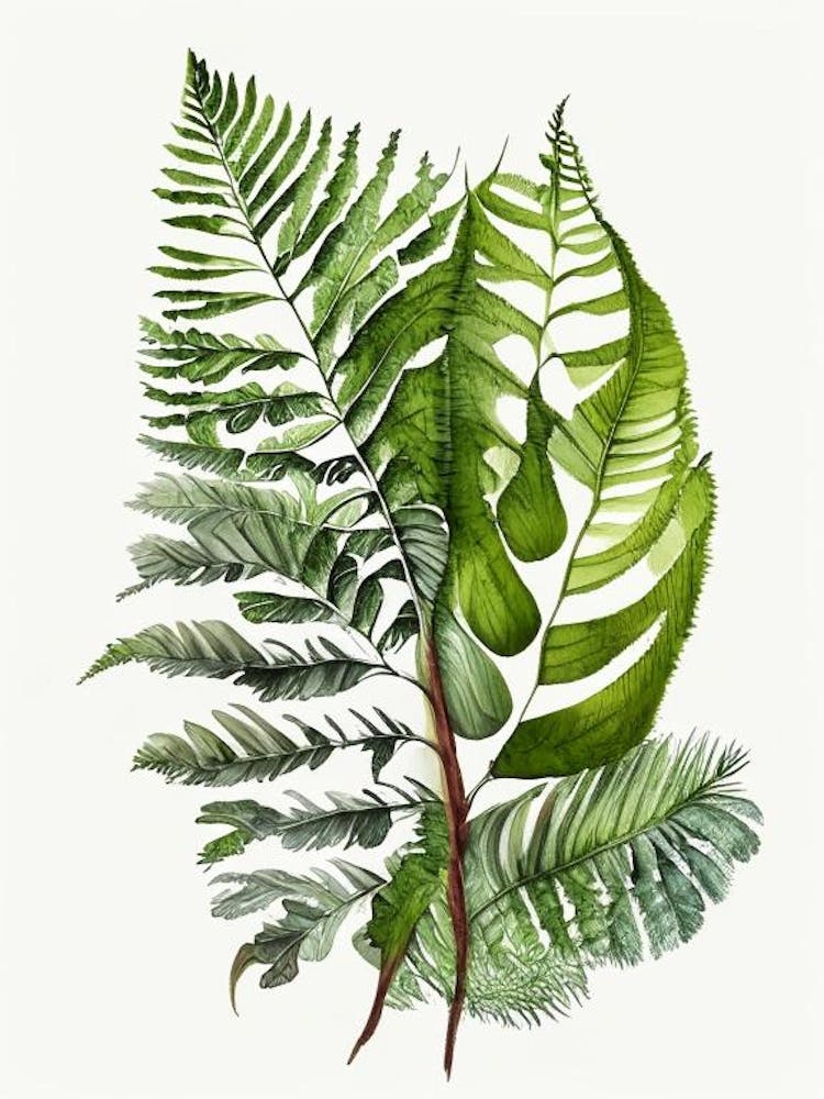 Crested Wood Fern Watercolour