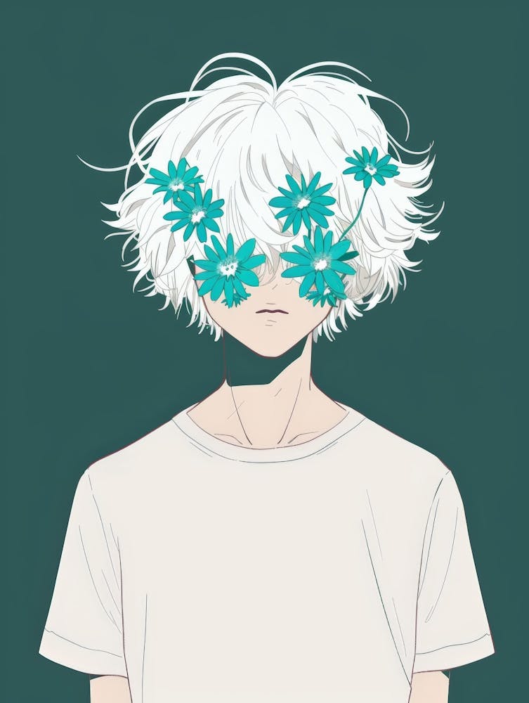 Boy With Flowers On His Face 1
