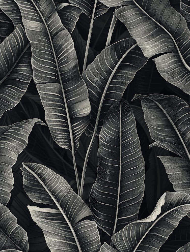Black And White Banana Leaves 3