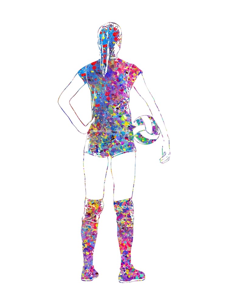 Volleyball Player Girl Watercolor