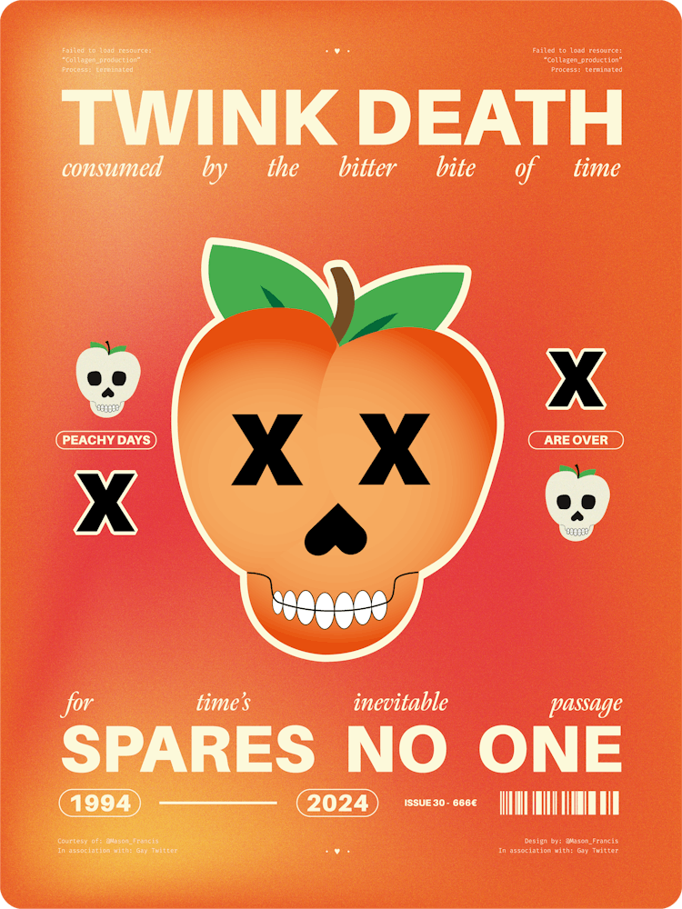 Twink Death - Peach Skull Face LGBTQ+ Poster