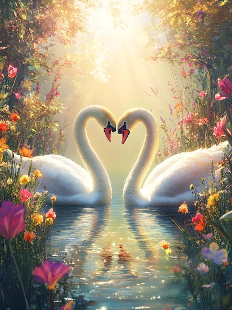 Amazing Swan Couple in the Lake 12