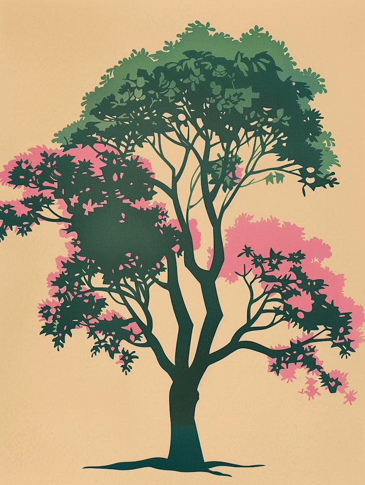 Paulownia Tree Colourful Illustration 3