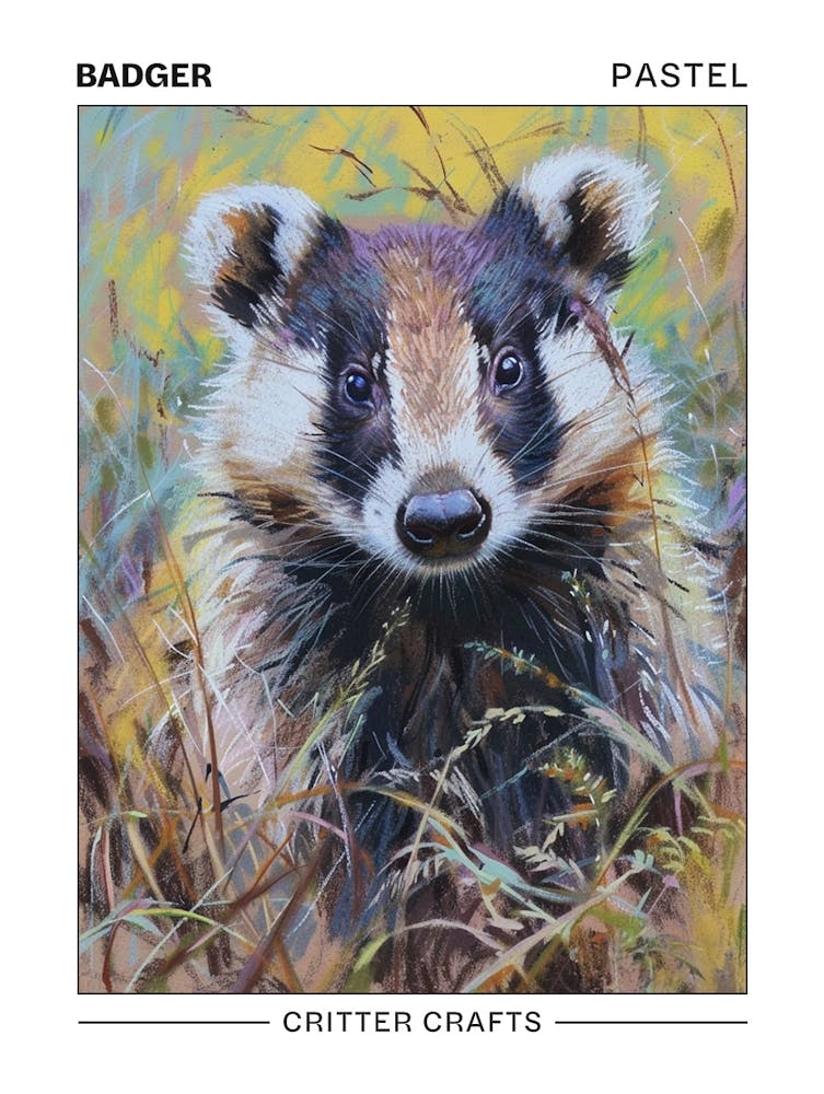 Badger Pastel Watercolour 4 Poster