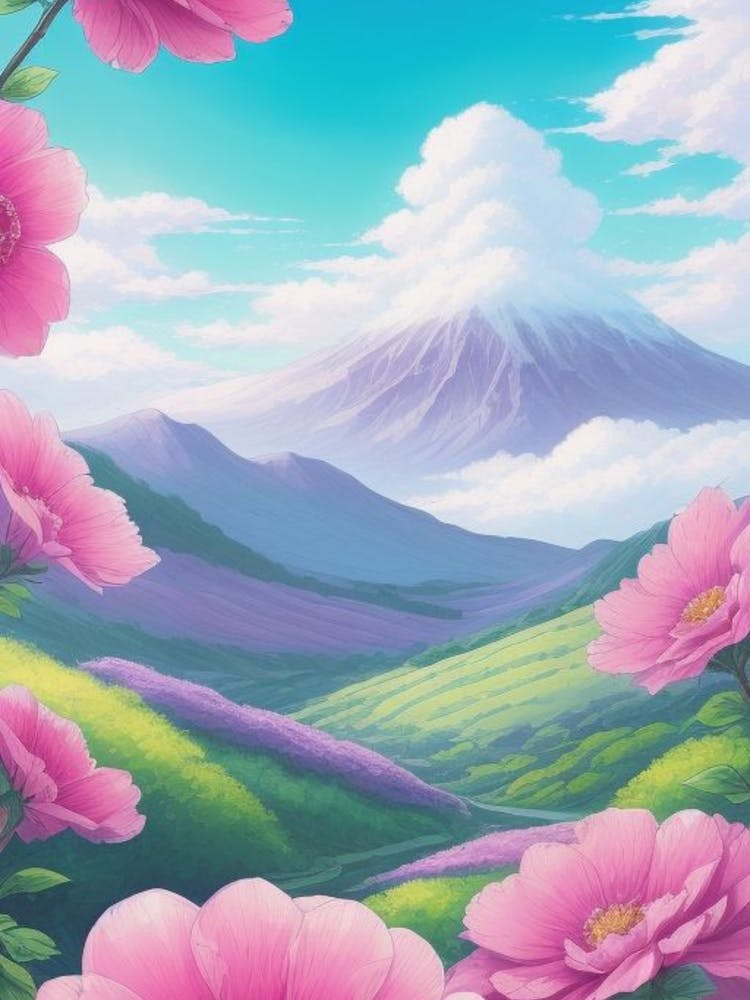 Pink Flowers In The Mountains 1