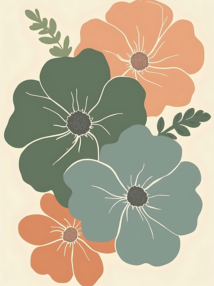 Flowers On A Beige Background 9