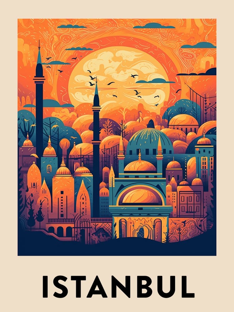 Istanbul 4 Vintage Travel Poster