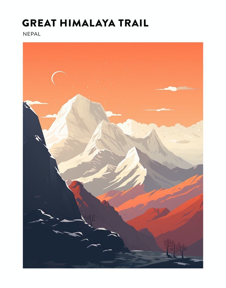 Great Himalaya Trail Nepal 1 Hiking Trail Landscape Poster