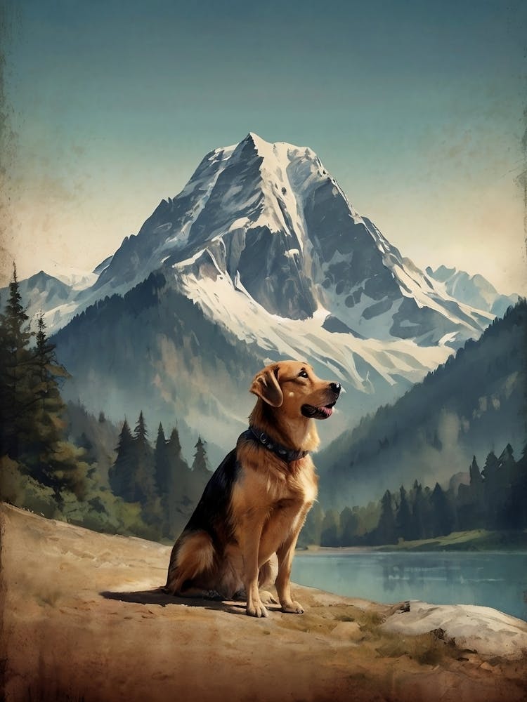 Hiker Dog in Mountains 1