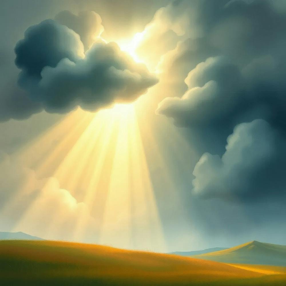 Cloudy Sky With Sunbeams