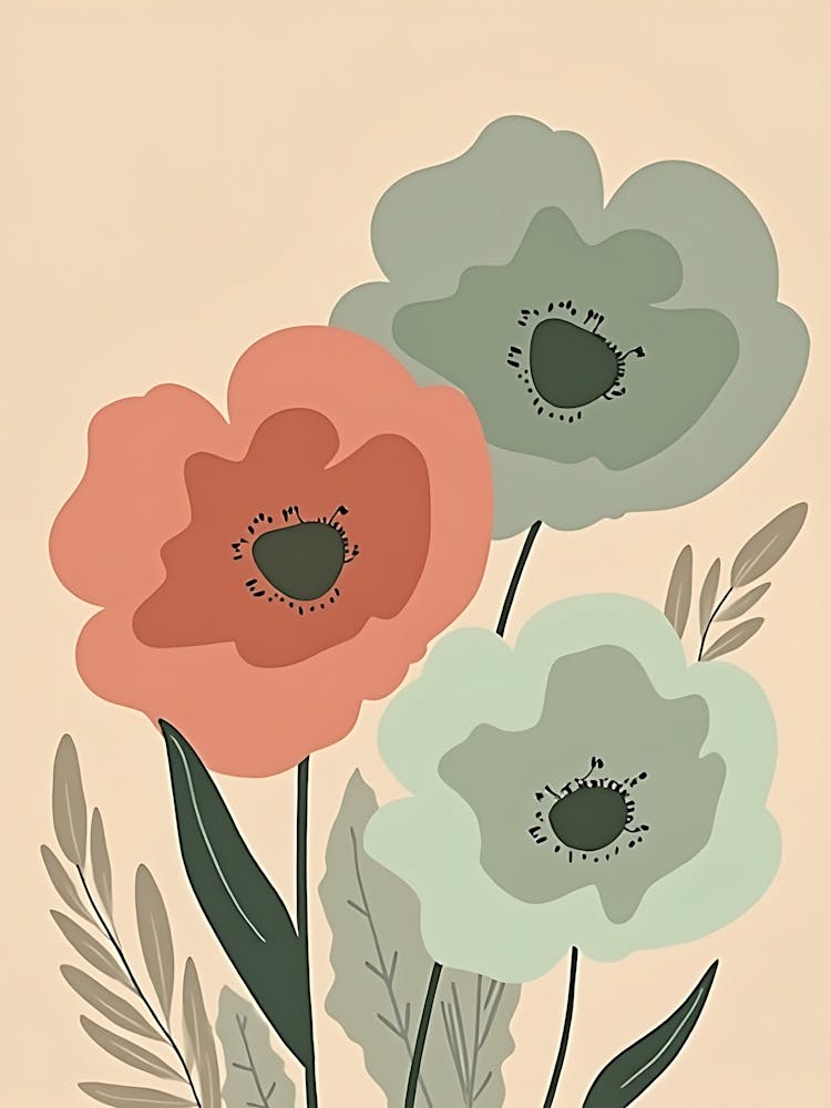 Serene Pastel Petals and Leaves