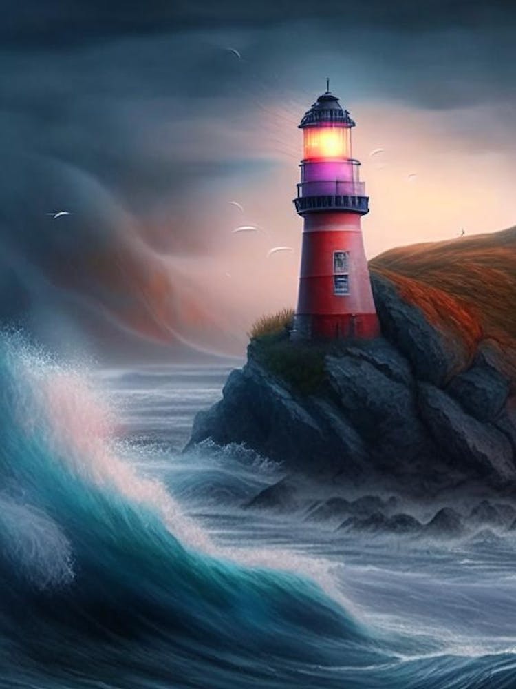 Paysage Marin Phare Crayon 1