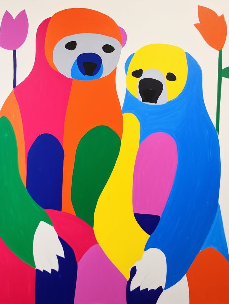Colourful Kids Animal Art Sloth 1