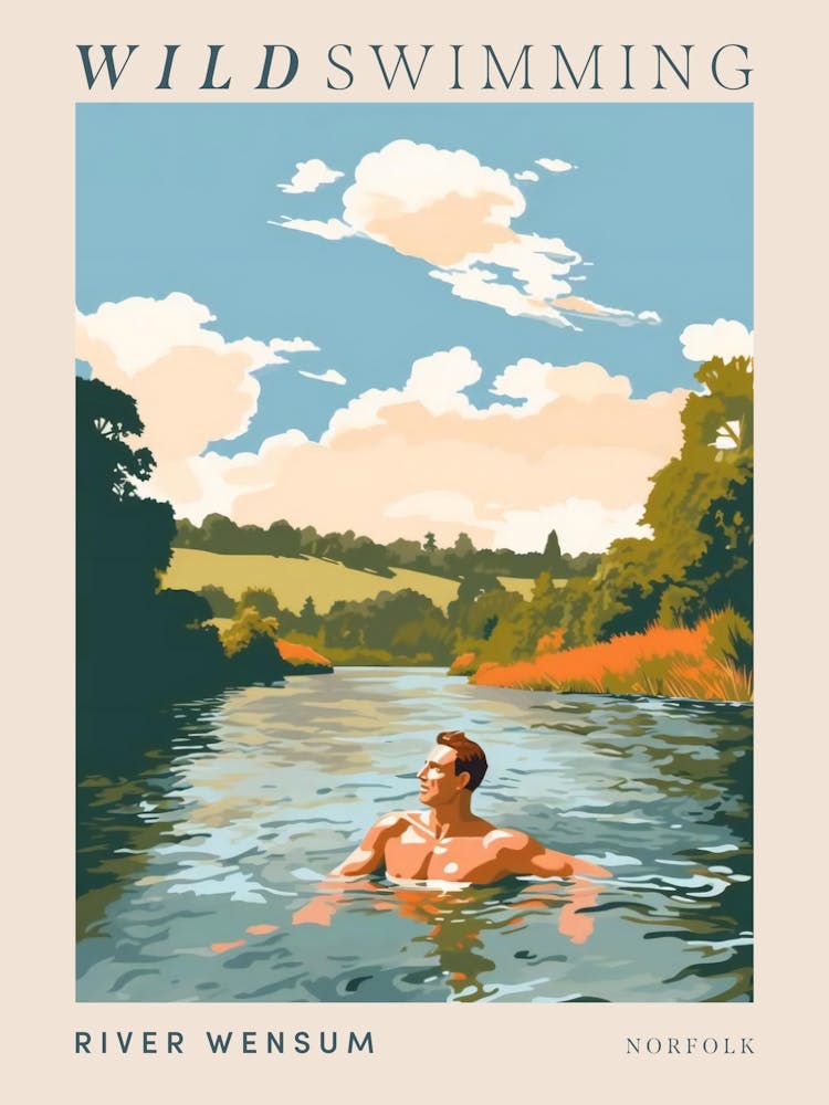 Wild Swimming At River Wensum Norfolk 2 Poster
