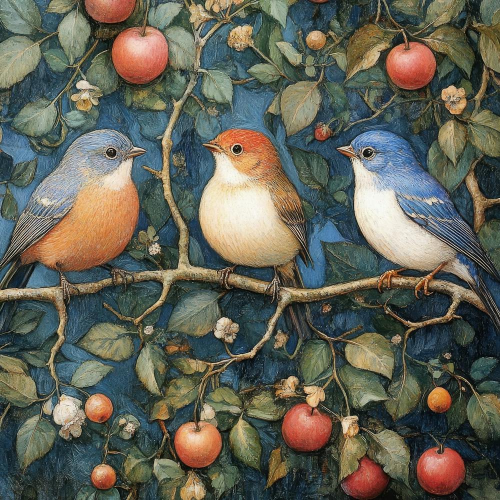 Bluebirds On Apple Tree Art