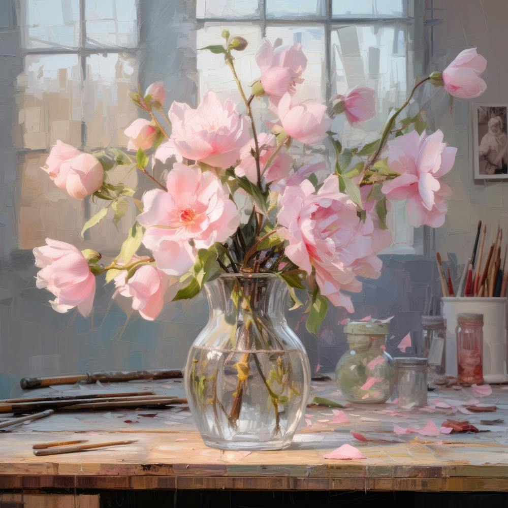 Pink Roses In A Vase