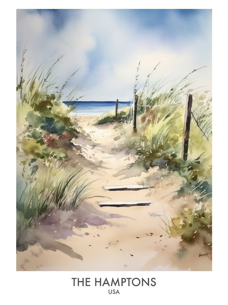 The Hamptons 1 Watercolour Travel Poster