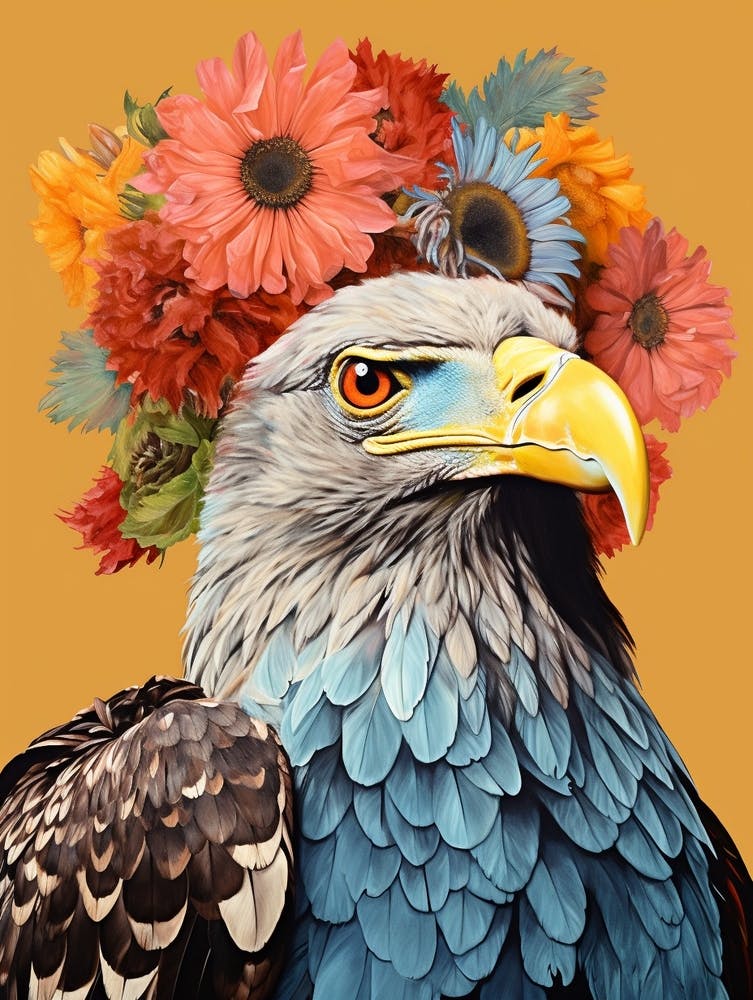 Vogel mit einer Blumenkrone Adler 3