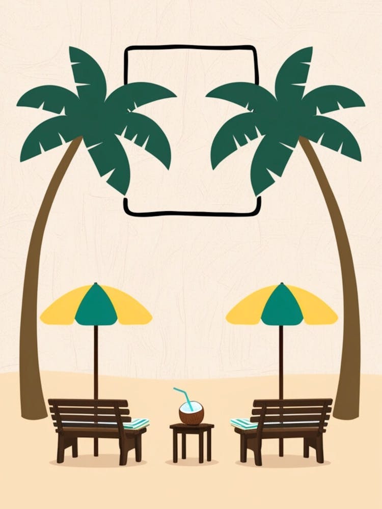 Beach Scene With Palm Trees