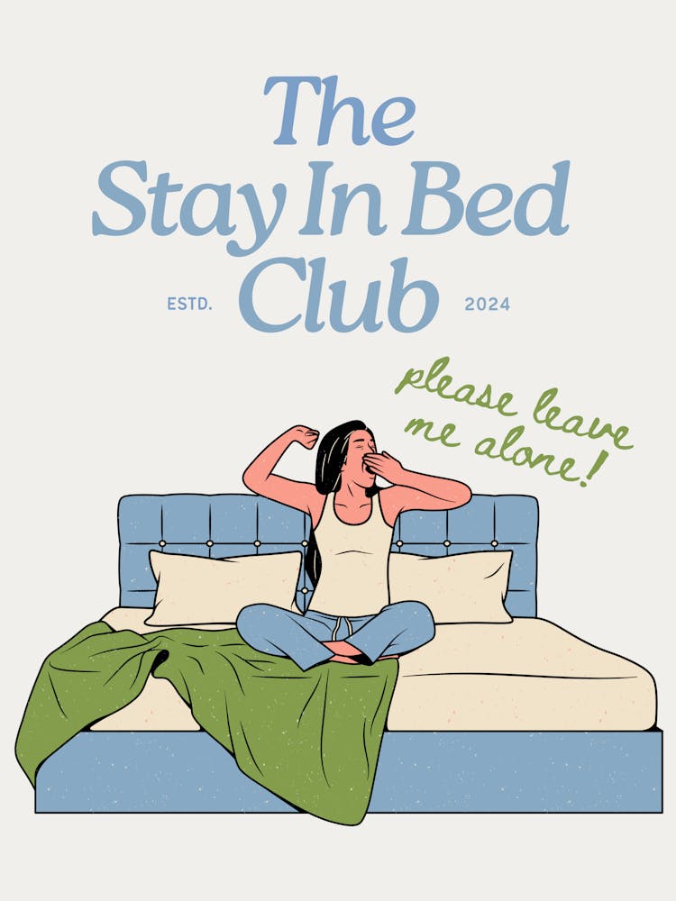 The Stay in Bed Club Print | Homebody Decor | Homebody Wall Art | Homebody Print | Colorful Maximalist | Funky Decor | Bedroom Art | Dorm |