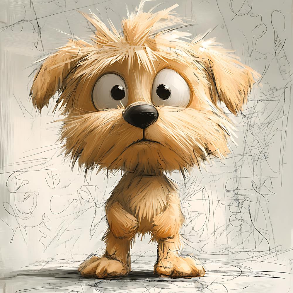 Cute Shaggy Cartoon Dog Plush