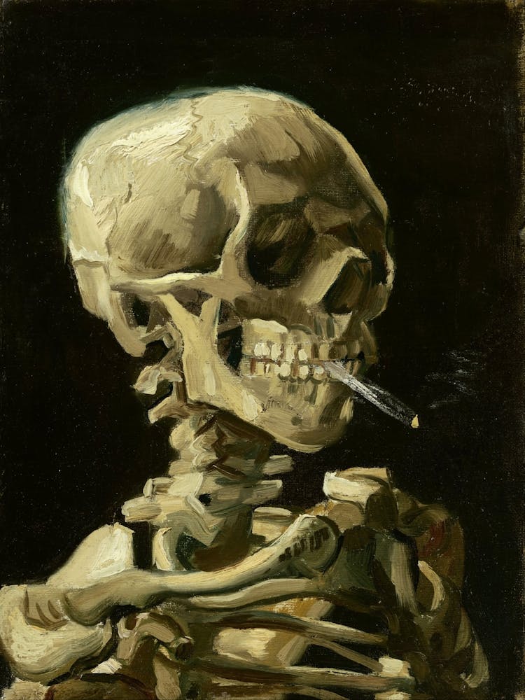 Smoking Skeleton Halloween Painting