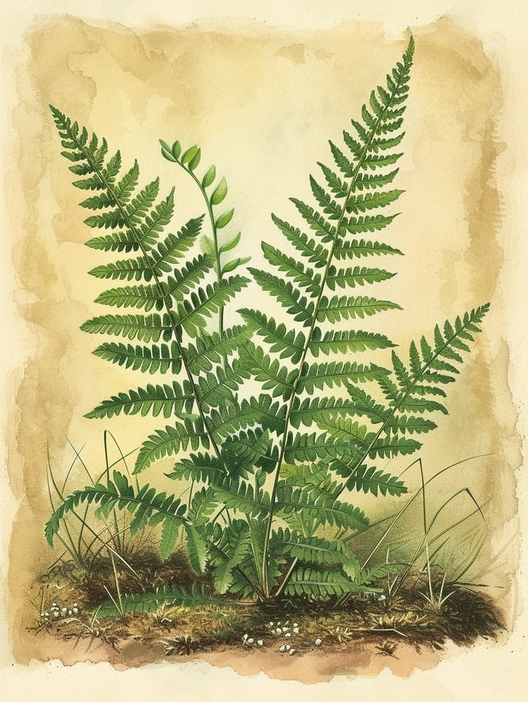 Vintage Illustration Hasenpfotenfarn 3