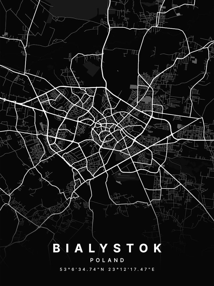 Bialystok Poland Black Map