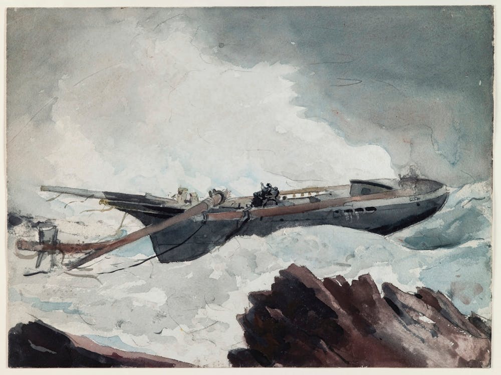 The Wrecked Schooner, Winslow Homer