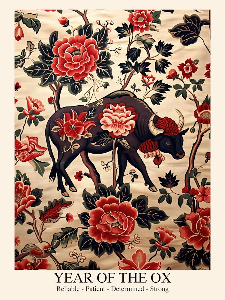 Chinese Lunar Year Of The Ox 1 William Morris Style