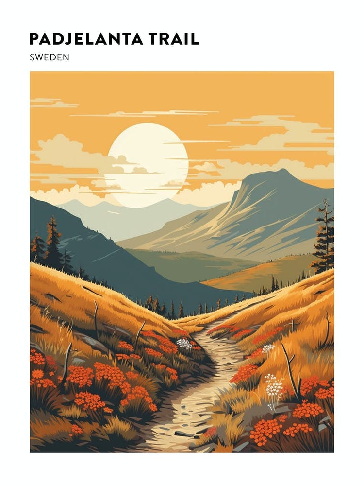 Padjelanta Trail Sweden 3 Hiking Trail Landscape Poster
