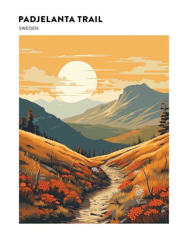 Padjelanta Trail Sweden 3 Hiking Trail Landscape Poster