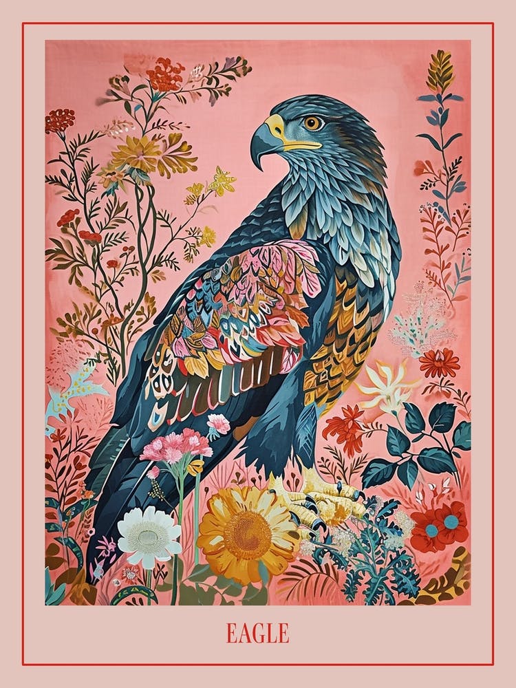 Floral Animal Painting Eagle 1 Poster