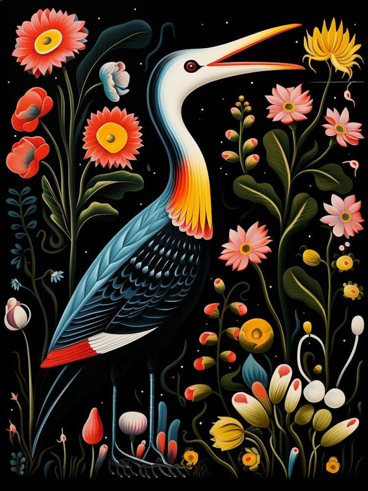 Folk Bird Illustration Cormorant 2