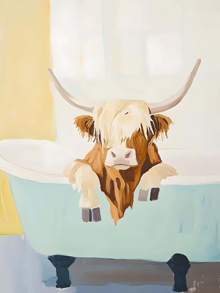 Highland Cow In Bathtub