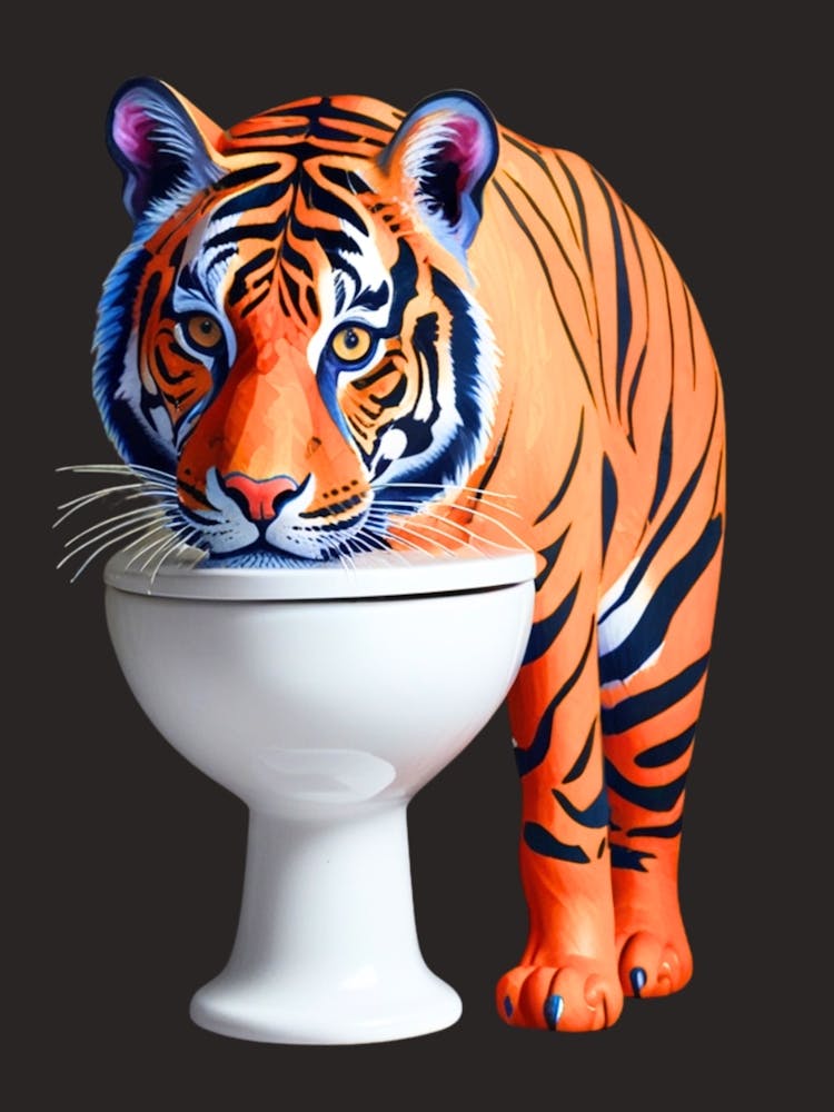 Tiger On Toilet