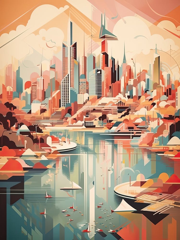 Melbourne, Australia, Geometric Illustration 4