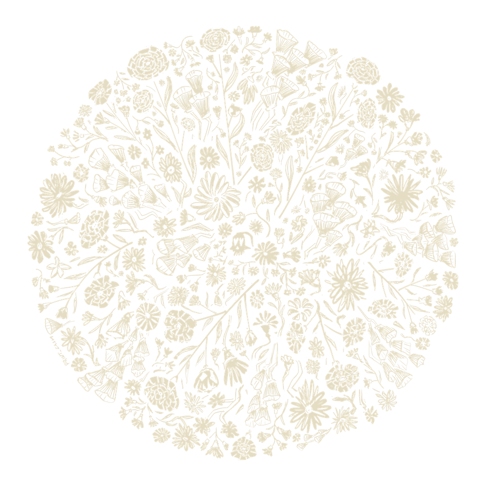 Witch circle of flowers and love