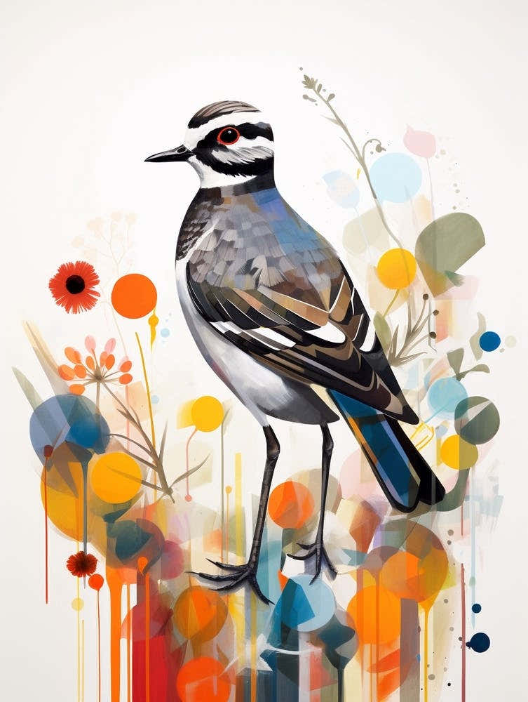 Bird Painting Collage Grey Plover 4